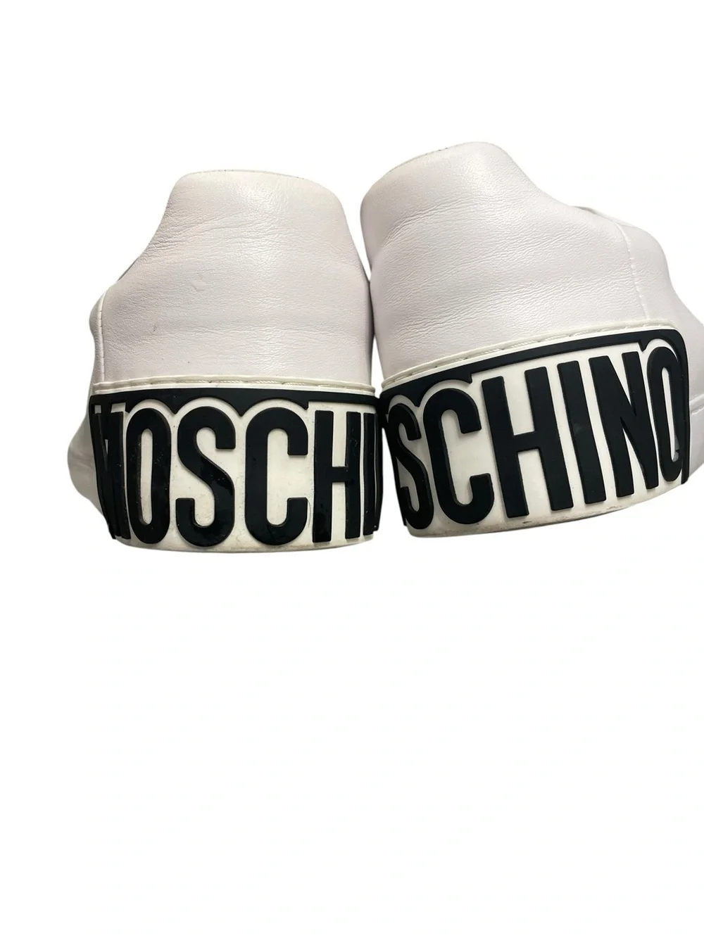 Moschino Couture Milano Men's White Leather Large Logo Sneakers EU 43 US 10